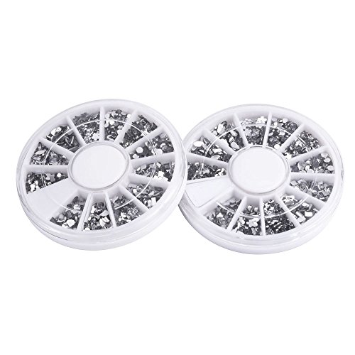 eBoot Silver Nail Art Decorations Nail Stones in 12 Different Shapes and Sizes, 1200 Pieces