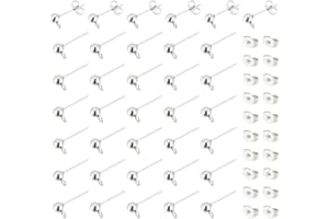 UNICRAFTALE 75 Paar Kugel Ohrstecker 304 Edelstahl Kugel Ohrstecker Mit Schlaufe Und Ohrmuttern 0.8 mm Stift DIY Ohrringe Zubehör Hypoallergen Rohlinge Kugel Ohrstecker Für Ohrringe Herstellung