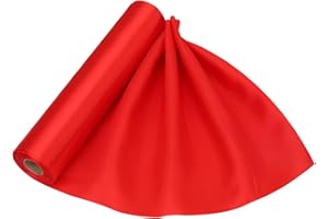 WedDecor 20m x 29cm Red Solid Satin Large Fabric Roll Perfect for Wedding, Chair Cover Bows, Table Back Drop, Ribbon Crafting Supplies, Table Runner, Party Decorations