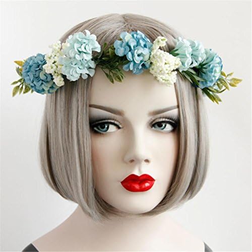 GCF® Garland Flower Wreath Woman Girls Floral Crown Tiaras Headband Boho Red Rose Flower Bride Hairbands Party Hair Accessories