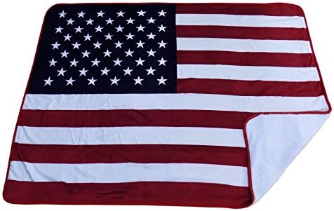 LUXURY SOFT SHERPA RED WHITE BLUE USA UNITED STATES FLAG FLEECE THROW BLANKET 130CM X 170CM - 1 KILO