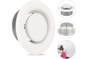 AFASOES Round Ceiling Vent Adjustable Air Valve Grill Ventilation Ducting Hose Cover Bathroom Wall Vent Cover Metal Extractor Fans Grille for Bathroom Office Kitchen, White (100mm 4" Dia)