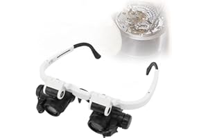 DPOFIRS 8X 15X 23X Lenti D'ingrandimento per Montaggio Sulla Testa, Lente D'ingrandimento Regolabile per Montaggio Sulla Testa con 2 Luci a LED per Lavoro Ravvicinato Dentista