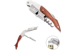 PUBIAO All-in-1 Kellnermesser Korkenzieher Holz Edelstahl Weinöffner mit Flaschenöffner Folienschneider Profi Korkenzieher Wein aus Edelstahl zum Sommeliers, Kellner,Barkeeper fur Esszimmer, Zuhause, Hotel
