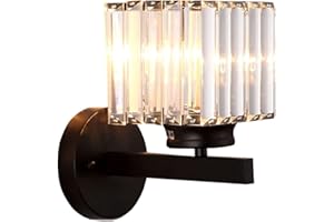 Sxtiger Kryształowa lampa ścienna w stylu retro, E27, nowoczesna lampa ścienna LED, kryształowa lampa ścienna, czarna, kryształowa lampa ścienna do salonu, korytarza, jadalni, korytarza