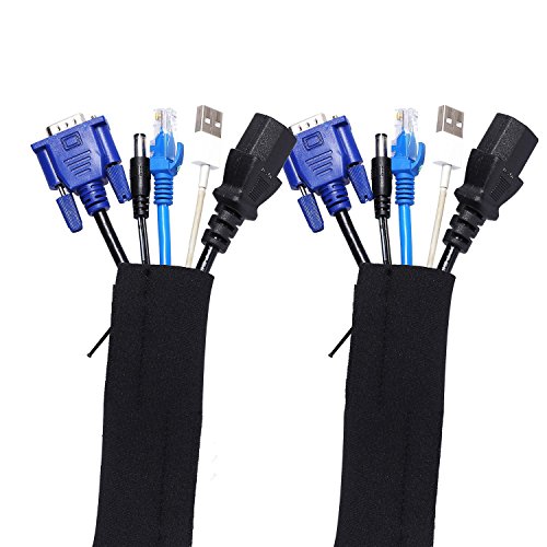 LEADSTAR 2er Pack 100 cm Kabelschlauch Flexible Neoprene Kabelkanal Kabel Management mit Reißverschluss Schwarz - 2