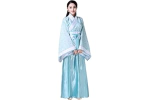 Xingsiyue Chinese Ancient Traditional Hanfu Costume Stage Performance Tang Suit Dance Dress for Women (Light Blue,18)