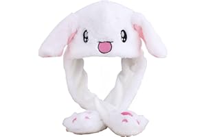 Floatdream Oreilles de Lapin Bandeau, Intéressant Lapin Chapeau, Peluche Capuchon avec Airbag, pour les Jeux de Rôle, les Cadeaux D'anniversaire (Blanc)