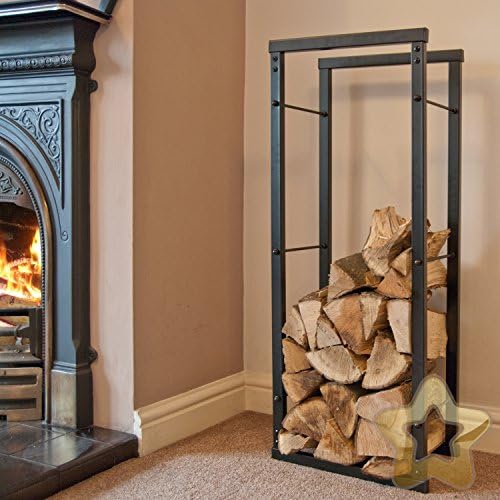 Firewood Log Rack Store Storage Large Small Metal Shelf Stand Tall Steel Black Inside & Outside (H 150 x W 80cm)