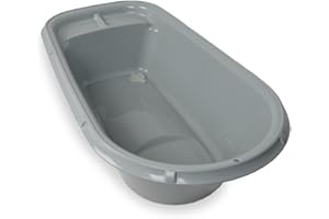 THERMOBABY - Baignoire LUXE - Bain de bébé - Légère - Compacte - De la naissance à 12 mois - Gris Charme -Fabriqué en France