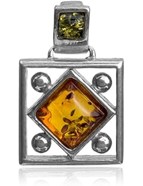 Mehrfarbiger Bernstein Sterling Silber Anhänger