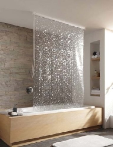 Preisvergleich Produktbild Design-Duschrollo perlmutt ausrollbar Vorhang