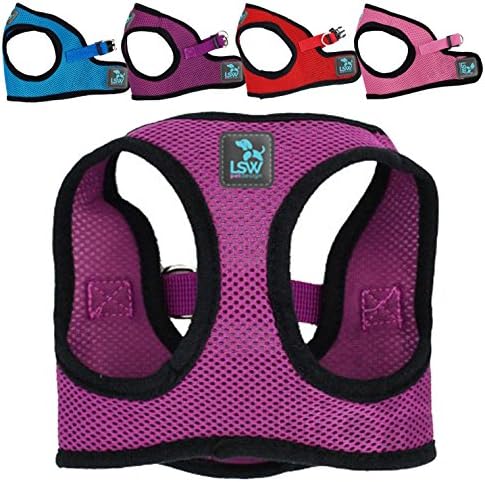 LSW Pet Design No Pull Small Dog Pet Harness Breathable Step In Mesh Harness Purple Medium