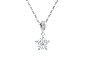 LSxAB Sparkling Frozen Snowflake Pendant Necklace for Women Christmas Gift