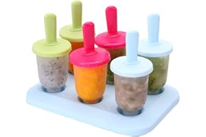 GLAITC Eisformen Eis am Stiel Silikon 6 Stück Popsicle Frei Wiederverwendbar Eisformen Eisförmchen Eisformen am Stiel Formen Blau, Rosa, Grün Mischfarben (Small, Mixed color)