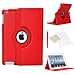 Produktbild Stuff4®, Leder, 360 Grad drehbar, inkl. gratis Displayschutzfolie und Stylus Touch Pen für Apple iPad Air, Rot