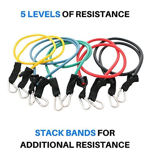 Resistance Bands Set with Door Anchor, Ankle Strap, Exercise Guide, and Carying Case (Pro Series) - 3