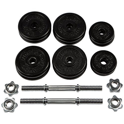 Ultrasport Guss-Kurzhantel-Set 30 kg, 2 x 35 cm Hantelstange mit 8 x 2,5 kg und 4 x 1,25 kg Scheiben - 3