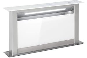 Klarstein Downdraft Hotte Aspirante 60cm Encastrable et Silencieuse pour Cuisine, Débit d'Air 576m³/h, Filtres, 10 Modes de Ventilation, Mode Recirculation, Sans Evacuation, Efficacité Energétique A+