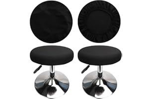 HuaLiSiJi Stool Covers Round 12"-16"/30-40cm Bar Stool Covers Velvet Round, Fabric is Soft and plush Washable Easy Care and Durable (2 Pcs Black)