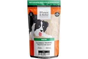 Bounce and Bella Gâteries de Dressage sans céréales - saines et savoureuses - 80% de Viande de volaille fraîche, 20% de Pommes de Terre - 800 gâteries pour Chiens à l'estomac Sensible (2 Paquets)