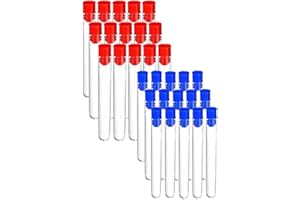 CRLLDPM 30 Pièces Tube Essai Plastique, Transparent Tube a Essai Plastique, Éprouvette Transparen, Avec Prise, Pour Cadeaux de Fête, Mariage, Bonbons, Sels de Bain, Epices, Fleurs (12 x 75mm/13 x 100mm)