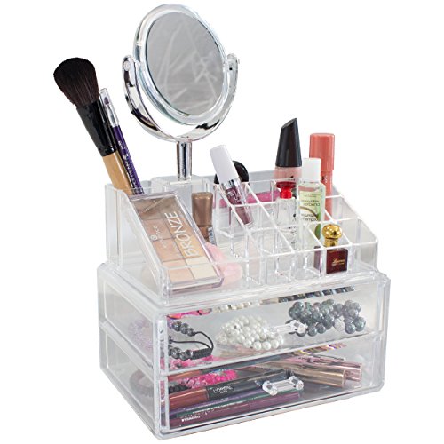 Organizer für Kosmetik Acryl – 37,5x24x17 cm – 16 Fächer + 2 Schubladen und Spiegel mit Vergrößerung - 3