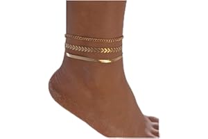 VICZON Boho Couches Sequin Bracelets de Cheville de Perles Pied, Multicouche Bracelets de Cheville Brtacelets Accessoires de Plage Bijoux de Pied Réglables pour Femmes et Filles