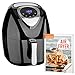 Produktbild CUISINIER DELUXE- XL Premium Heißluftfritteuse schwarz mit Digitaldisplay und 7 Programmen | 3,2l Fassungsvermögen | ohne Öl | 1400W | + Original Airfryer Kochbuch
