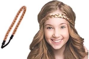WOO GIRL Extension con elastico, in capelli veri, fascia per capelli intrecciati, regalo di Natale (dorate)