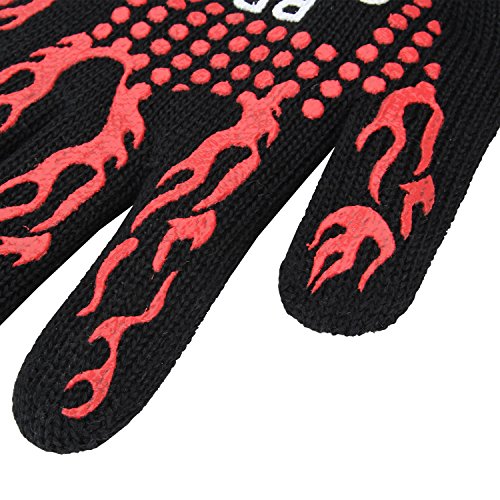 Grillhandschuhe Vikeepro Ofenhandschuhe( 2er Set )bis zu 500°C hitzebeständig Lange Unterarmschutz Backhandschuhe Topfhandschuhe mit Kostenlosen Silikon Topfhalter - 4