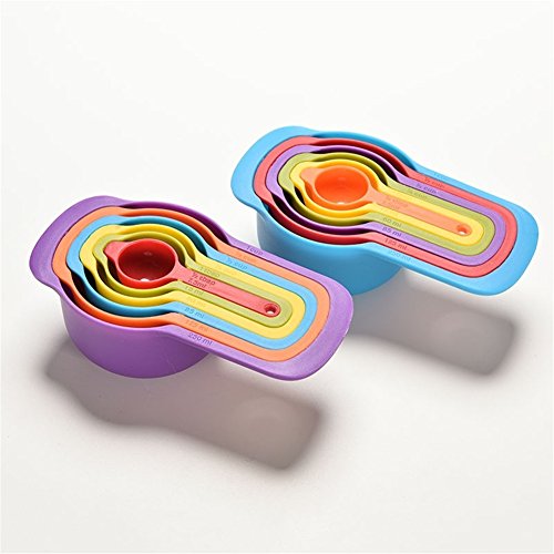 Neues Design Rainbow 6 PCS/1 SET Bunt Lebensmittelqualität PP Kunststoff stapelbar Messlöffel Cups Löffel Set Backen Küche DIY Tools