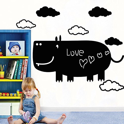 Preisvergleich Produktbild Reemara Tafelfolie Wandtattoo + 2 Kreidemarker, Motiv Nilpferd