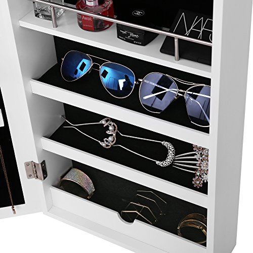 Songmics Schmuckschrank 2 Montagearten Türmontage/Wandmontage abschließbar mit LED Beleuchtung JBC97W - 9