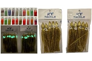 KT TACKLE 10 individual sea fishing lures, muppets, 12cm skirts, glow in the dark, luminous. 20 styles avaliable.