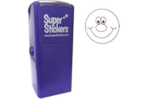 SuperStickers Smiley Face Pre-Inked Stamper - Purple, 28mm