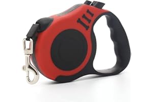 FANJIANG Correa para Perros Retráctil y Extensible, Correa 5M con Mango Antideslizante para Perros Medianos y Pequeños hasta 12 KG. (Rojo)