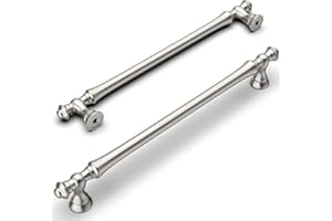 Amerdeco 10 Pièces Poignées de Meuble Nickel Brossé,192mm, en Alliage de Zinc, pour Cuisine, Armoires, Tiroirs et Placards UK0017