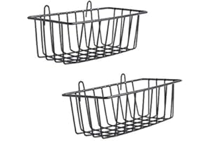 WUZILIN 2 SZTUK Regał na metalową kratkę ścienną, projektowanie półki na ścianę fotograficzną używana do fototapetów kratowych 23,5 x 12 x 8 cm, czarny