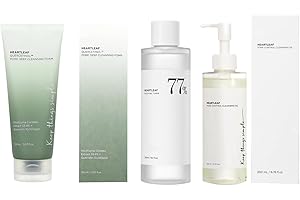 DOLA22G Heartleaf Reinigungsschaum 150 ml + Heartleaf Toner 77% 200 ml + Porenreinigungsöl 200 ml 3er Set Kit für die Tägliche Hautreinigung