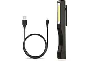 Enjoydeal Rechargeable COB Work Light, Multifuntion Portable LED Inspection Lamp with Strongly Magnetic &Clip Hand-Free Pen Flashlight Torch Light for Car Repair,Camping, Hunting, Fishing, Black