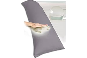 ‎TRAUMREITER Traumreiter Visco Dream Seitenschläferkissen mit Bezug Baumwolle Graphit Grau, schweres Schwangerschaftskissen, Stillkissen XXL langes Body Pillow Kissen Höhe & Festigkeit stark verstellbar