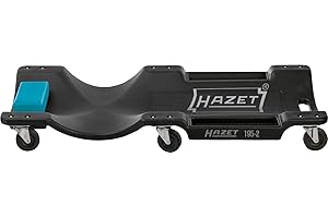 HAZET Rollbrett 195-2 I leicht und massiv, praktische Werkzeug-Ablagen, 6 Rollen für 130 kg Tragkraft, gepolsterte Kopfstütze für hohen Liege-Komfort