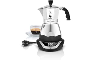 Bialetti Moka Timer, Cafetière électrique avec minuterie intégrée, 3 Tasses, 365W, Noir,120ml