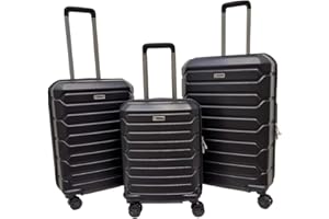 MODORA ABS Hard Shell Suitcase Carry on Travel Bag Luggage TSA Lock Set of 3 (Black, Large (48 cm x 28cm x 70cm))