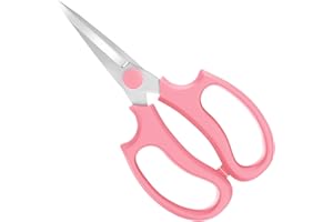 Housolution Flower Scissors, Strong Floral Shears, Premium Steel Pointed Garden Pruning Shears Floral Fruits Leaf Scissors Hand Pruner Snip Trimming Tool for Gardening Flower Arrangement, Pink