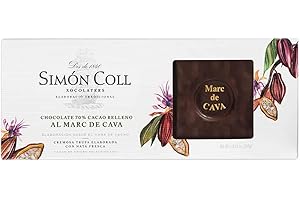 SIMON COLL Simón Coll - Turrón de Chocolate Negro 70% Marc de Cava Gourmet 250gr – Dulces Navideños