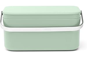 Brabantia - Poubelle de table Sinkside - Poignée en Acier Inoxydable - Transportez vos Restes - Recyclage Facile - pour le Comptoir - Poubelle à Compost - Jade Green - 22 x 13 x 11 cm