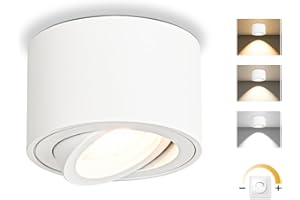 GeyouLux Focos LED Interior Techo Regulable 5W Ø80x50mm Orientable Focos Techo 3000K/4000K/6500K 500LM Lampara Focos Techo Superficie 230V Aluminio Blanco Redondo Focos LED Techo 1 pieza
