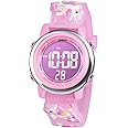 Vicloon Kids Watch, Toddler Digital Watch, Digital Watch LED Electrical Watches 7 Color Lights Watch with Alarm Stopwatch Unicorn Valentine's Day Gift for 3-10 Year Girls